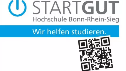 StartGut Logo Wir helfen studieren mit QR Code(DE)