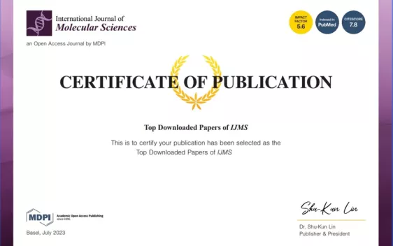 Certificate of Publication - Top Downloaded Papers of IJMS