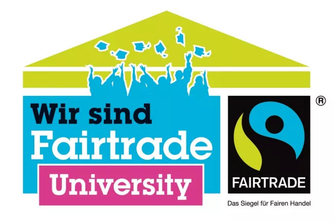 Fairtrade University Logo "Wir sind fairtrade university" (DE)