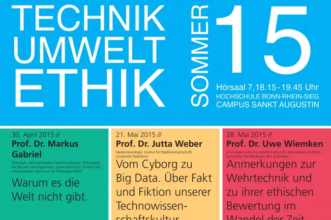 Plakat zur Ringvorlesung "Technik- und Umweltethik 2015"(DE)